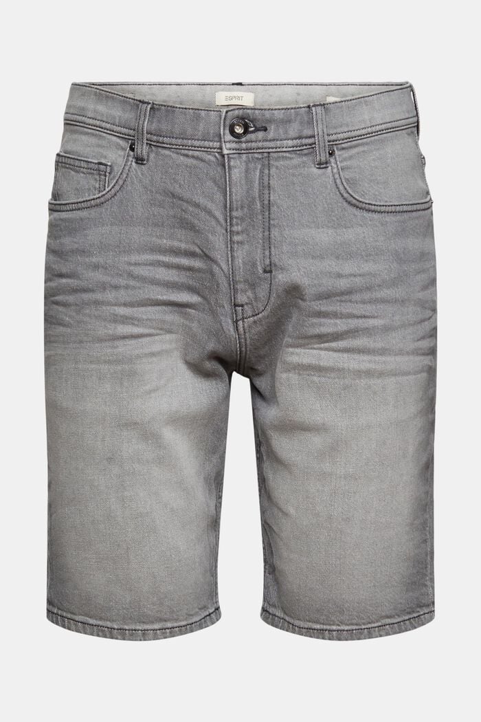 Denim shorts in cotton, GREY LIGHT WASHED, detail image number 5
