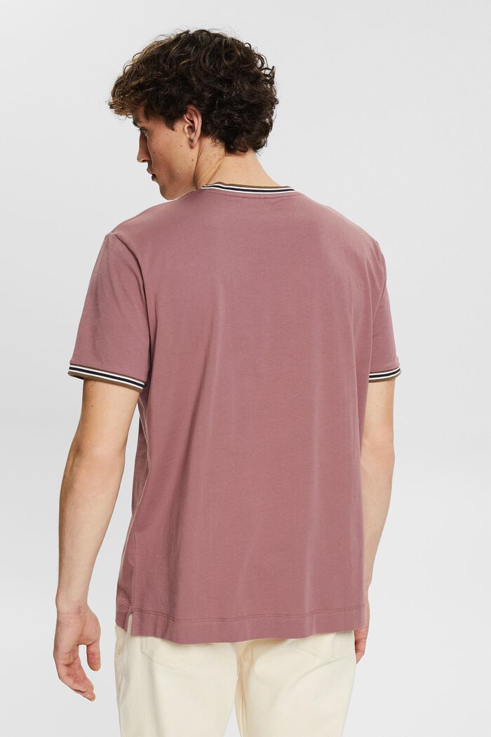 Jersey T-shirt with striped borders, DARK OLD PINK, detail image number 3