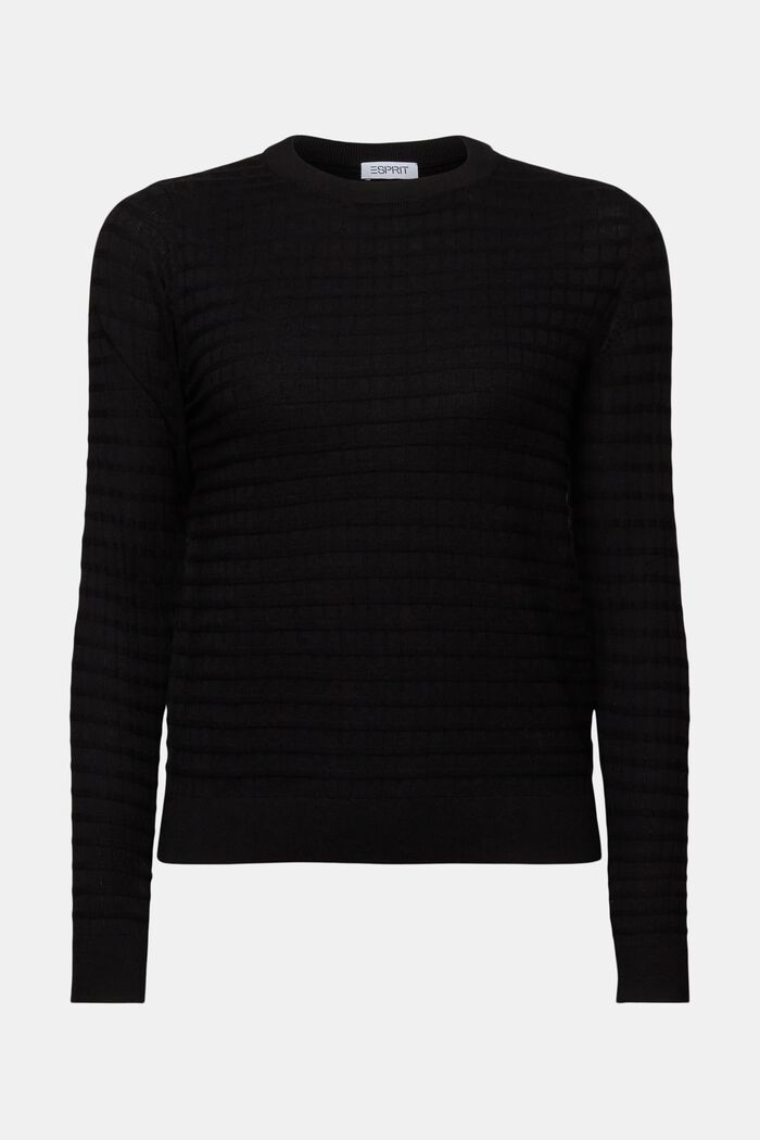 Structured Knit Sweater, BLACK, detail image number 6