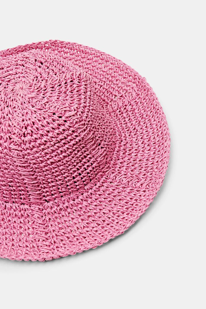 Crochet Straw Hat, PINK, detail image number 1