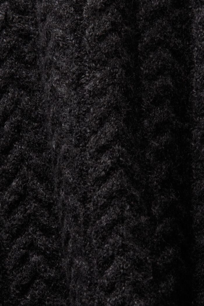 Cable Knit Rollneck Sweater, BLACK, detail image number 6