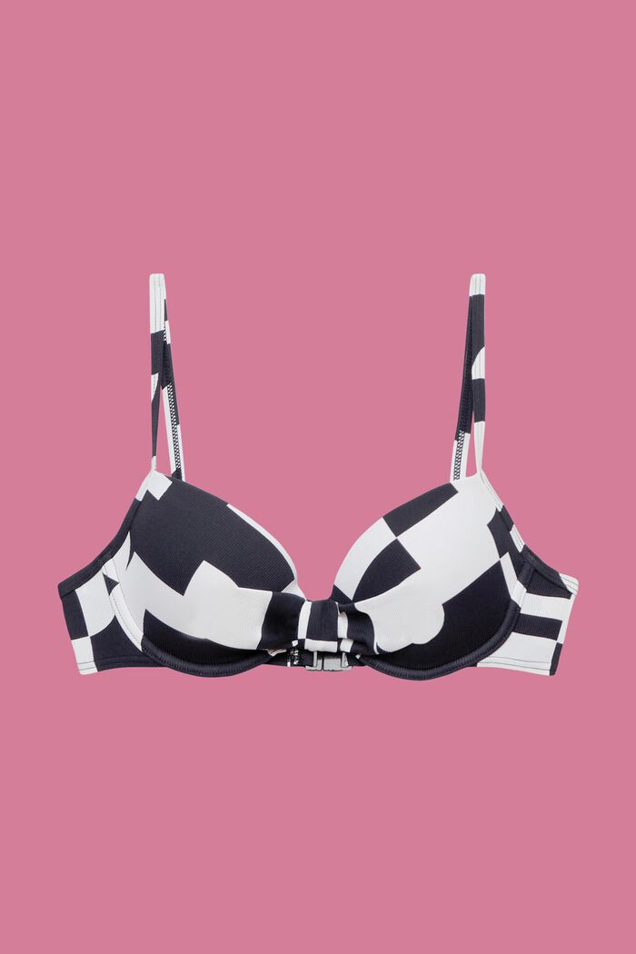 Padded & underwired bikini top with retro print, BLACK, detail image number 4
