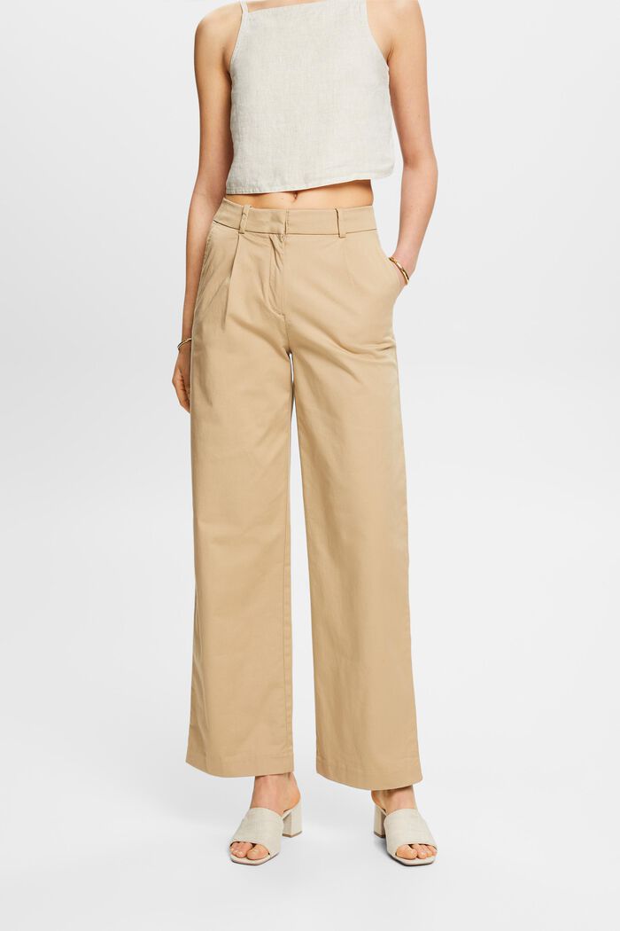 Wide Leg Chino Pants, BEIGE, detail image number 0