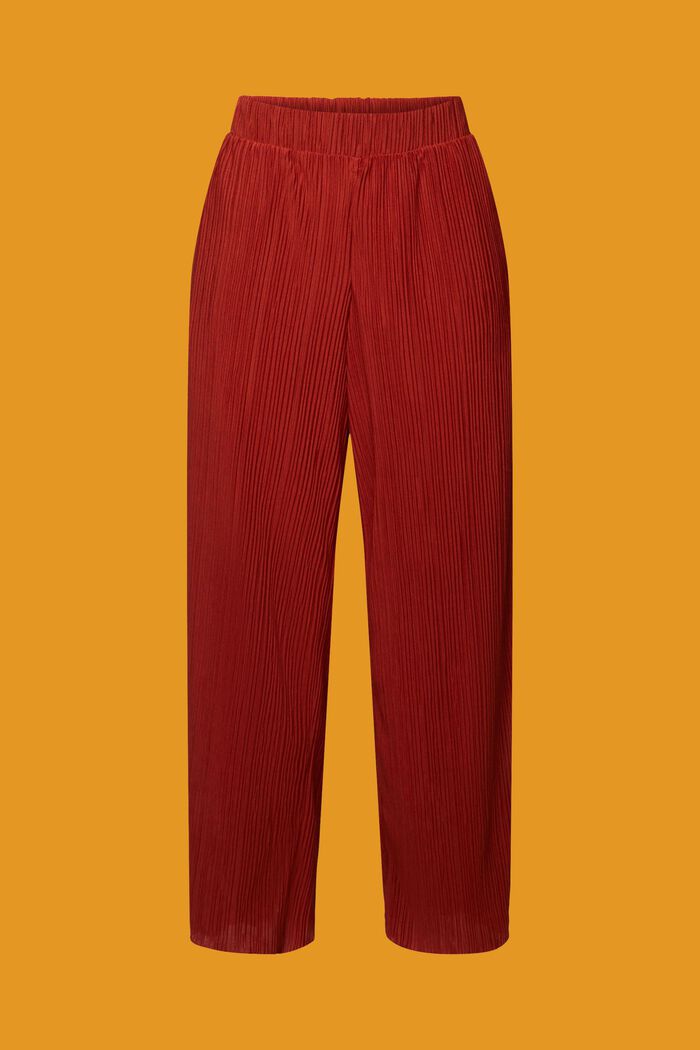 Soft jersey trousers with plissé pleats, TERRACOTTA, detail image number 5