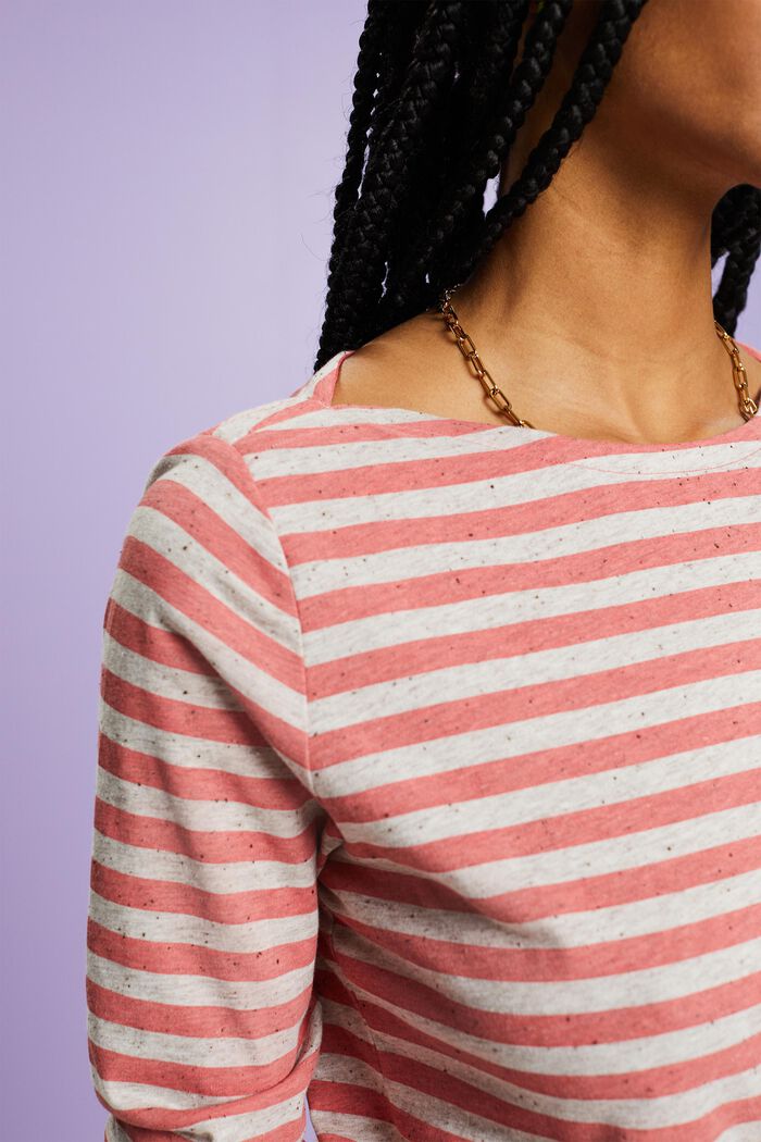 Striped Jersey Long Sleeve Top, PINK, detail image number 2
