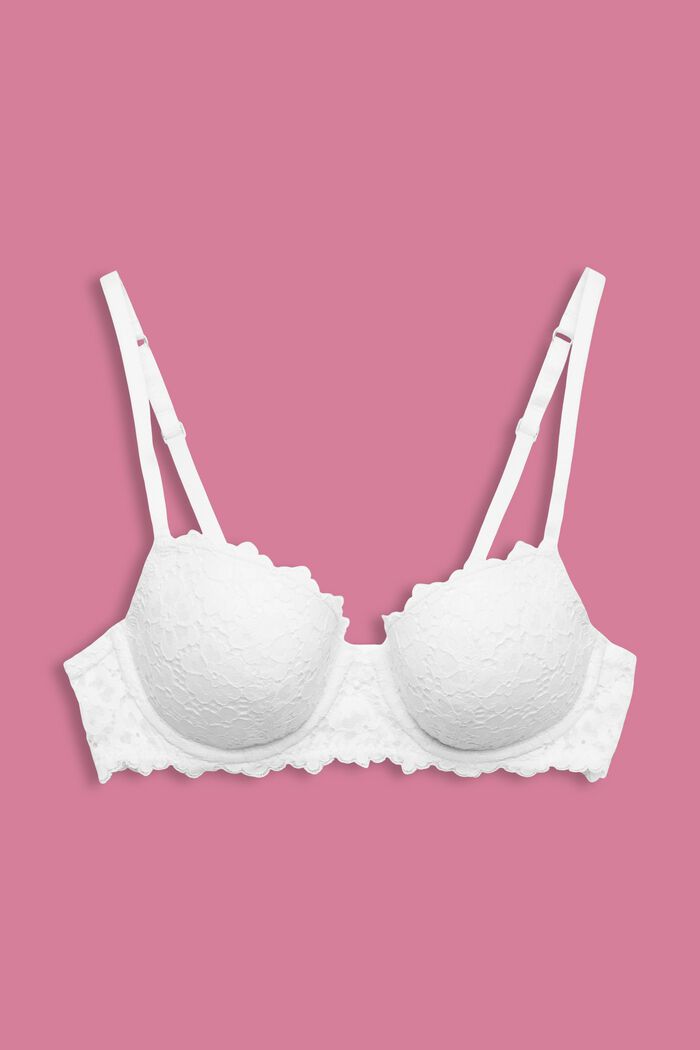 Padded underwire lace bra, OFF WHITE, detail image number 4