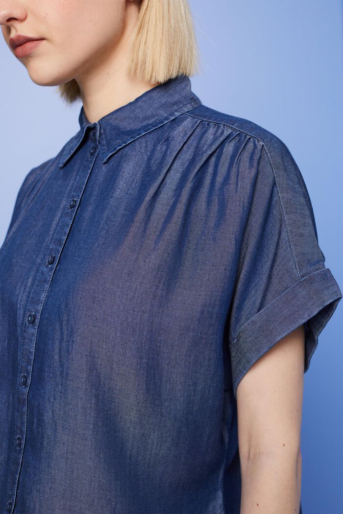 Oversized shirt blouse, TENCEL™, BLUE DARK WASHED, detail image number 2