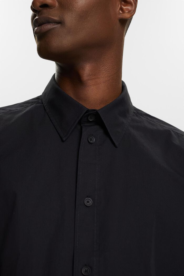 Cotton Poplin Short-Sleeve Shirt, BLACK, detail image number 3