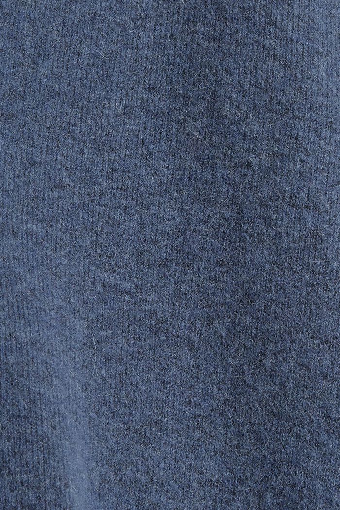 With llama wool: V-neck cardigan, PETROL BLUE, detail image number 4