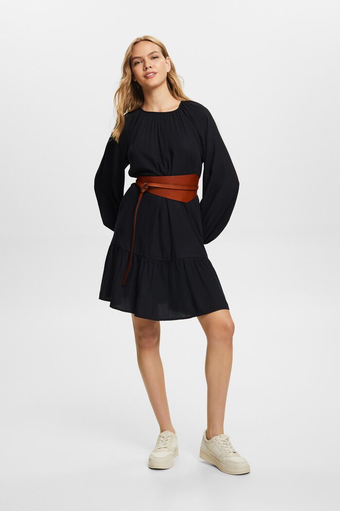Flounced dress, cotton blend, BLACK, detail image number 1