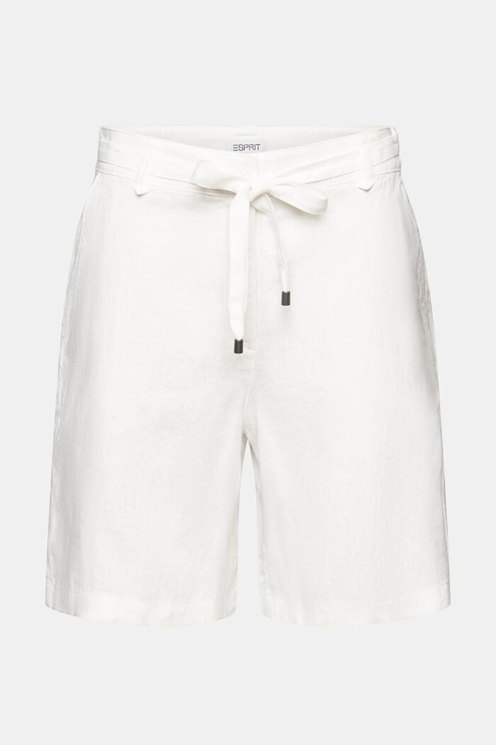 Undyed Linen Bermuda Shorts, OFF WHITE, detail image number 7