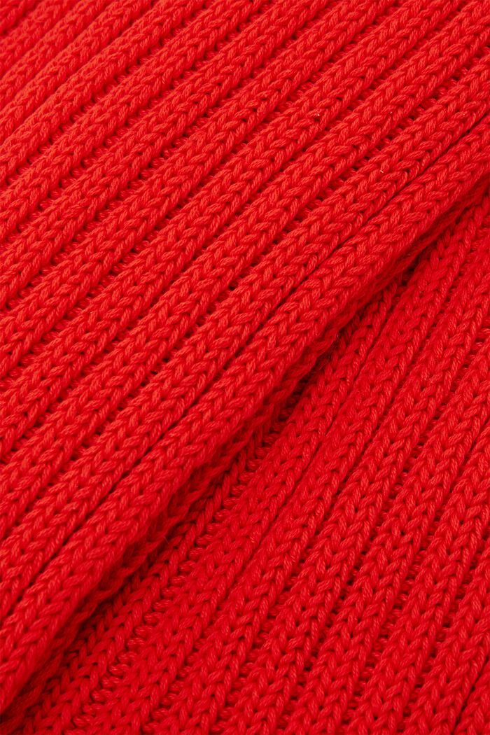Rib knit snood scarf, 100% cotton, ORANGE RED, detail image number 1