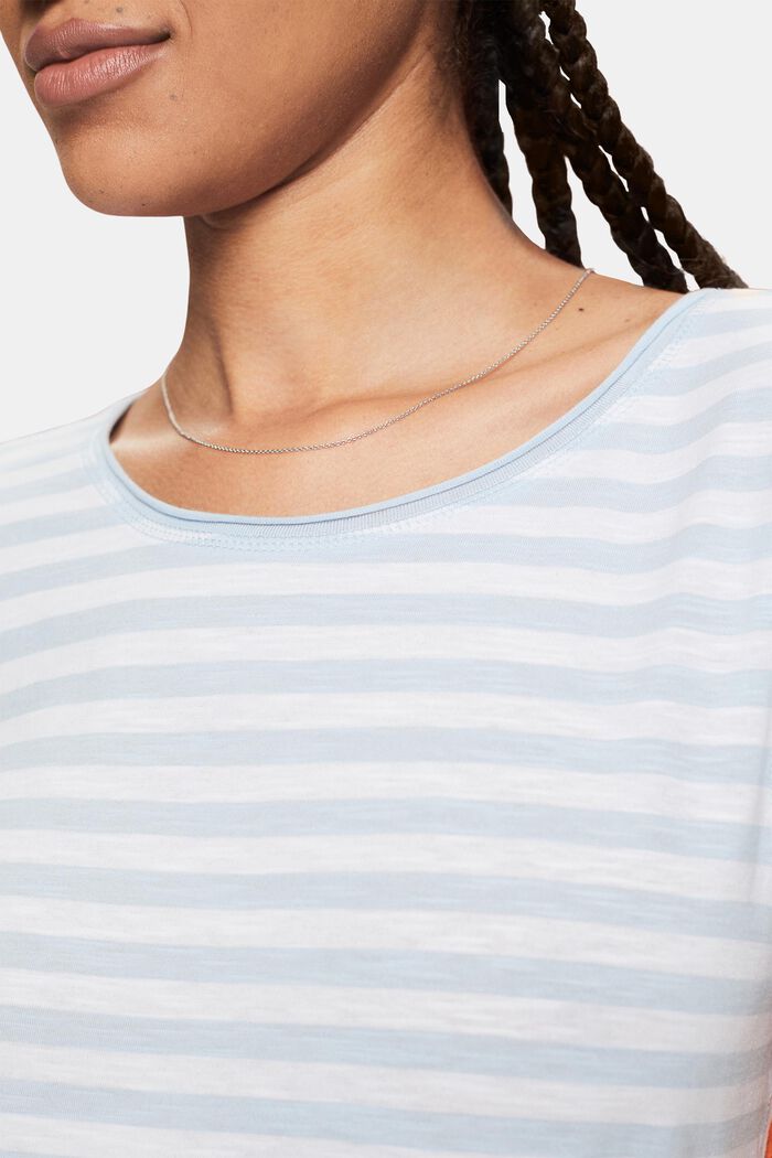 Striped roll edge t-shirt, NEW PASTEL BLUE, detail image number 3