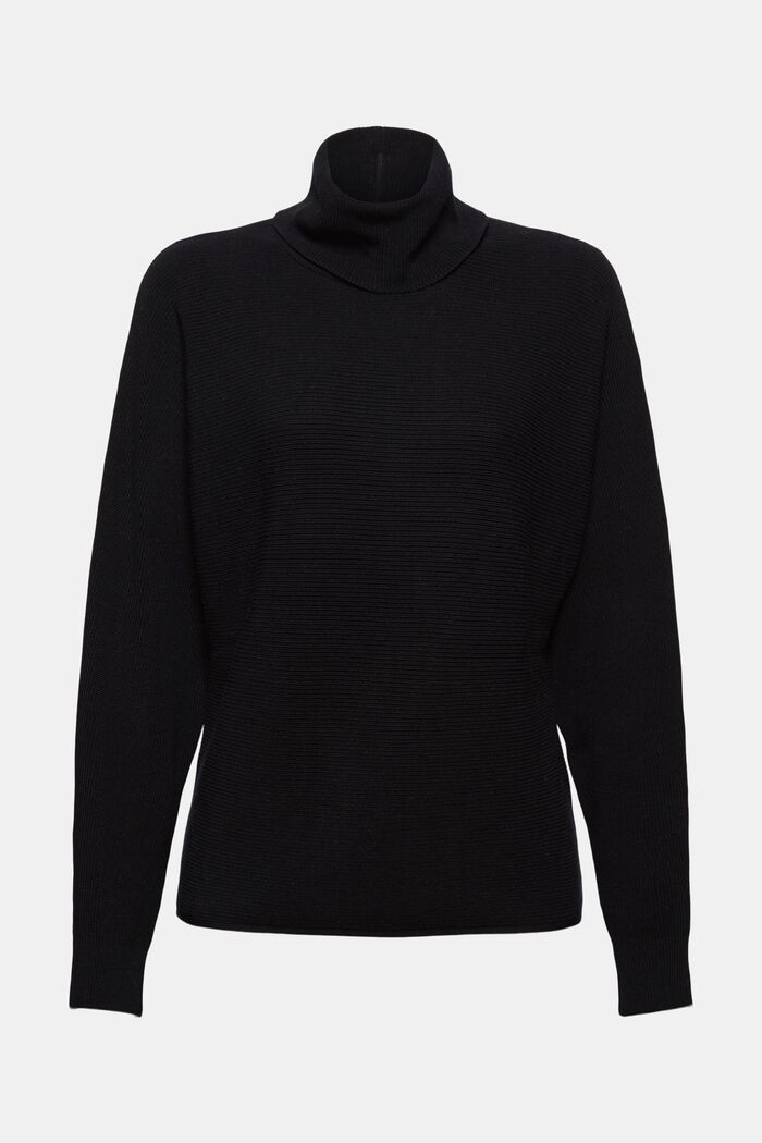 Polo neck jumper made of blended organic cotton, BLACK, detail image number 7