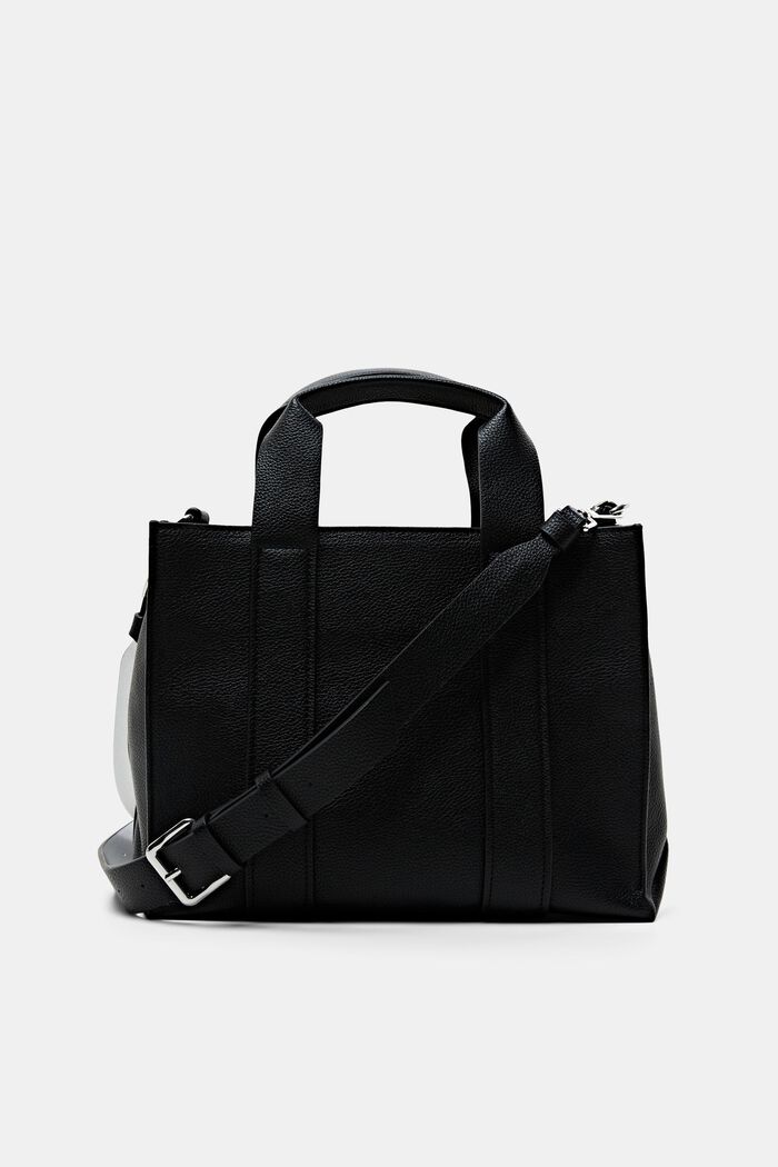 Faux leather shoulder bag, BLACK, detail image number 0
