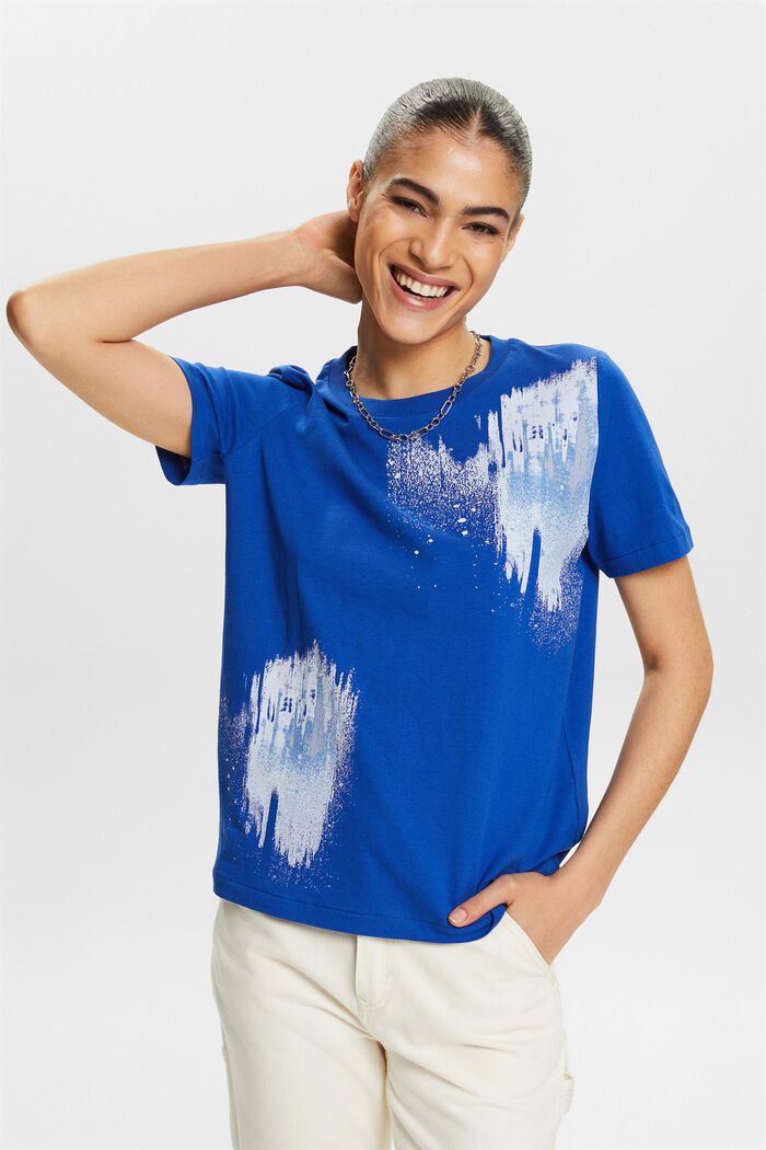 Graphic Print Cotton T-Shirt, BRIGHT BLUE, detail image number 4