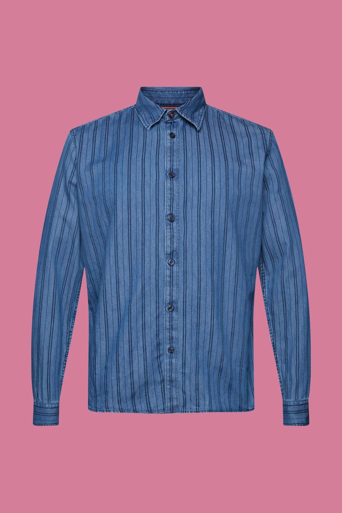 Slim fit denim shirt with stripes, NAVY, detail image number 5