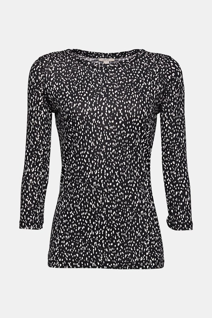 Patterned long sleeve top with TENCEL™, BLACK, detail image number 6