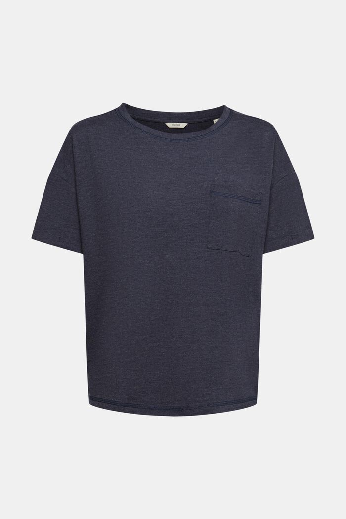 T-shirt with a breast pocket in blended cotton, NAVY, detail image number 5