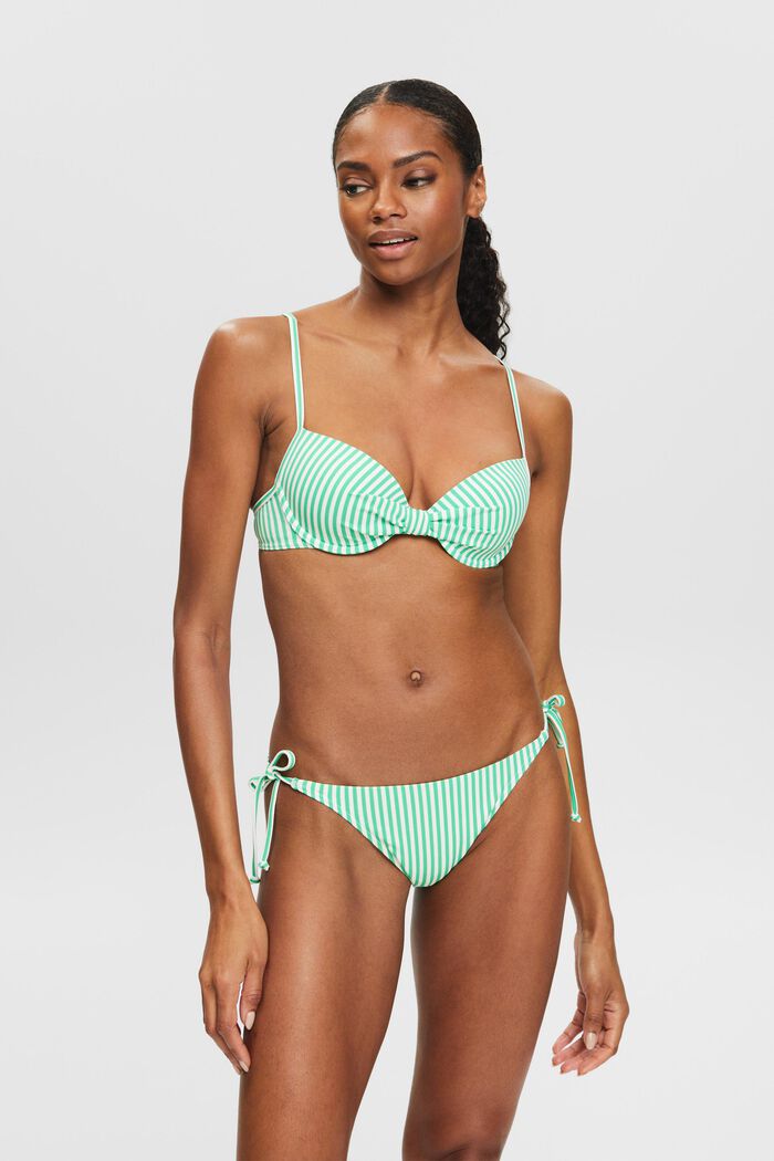 Striped Side-Tie Bikini Bottoms, GREEN, detail image number 0