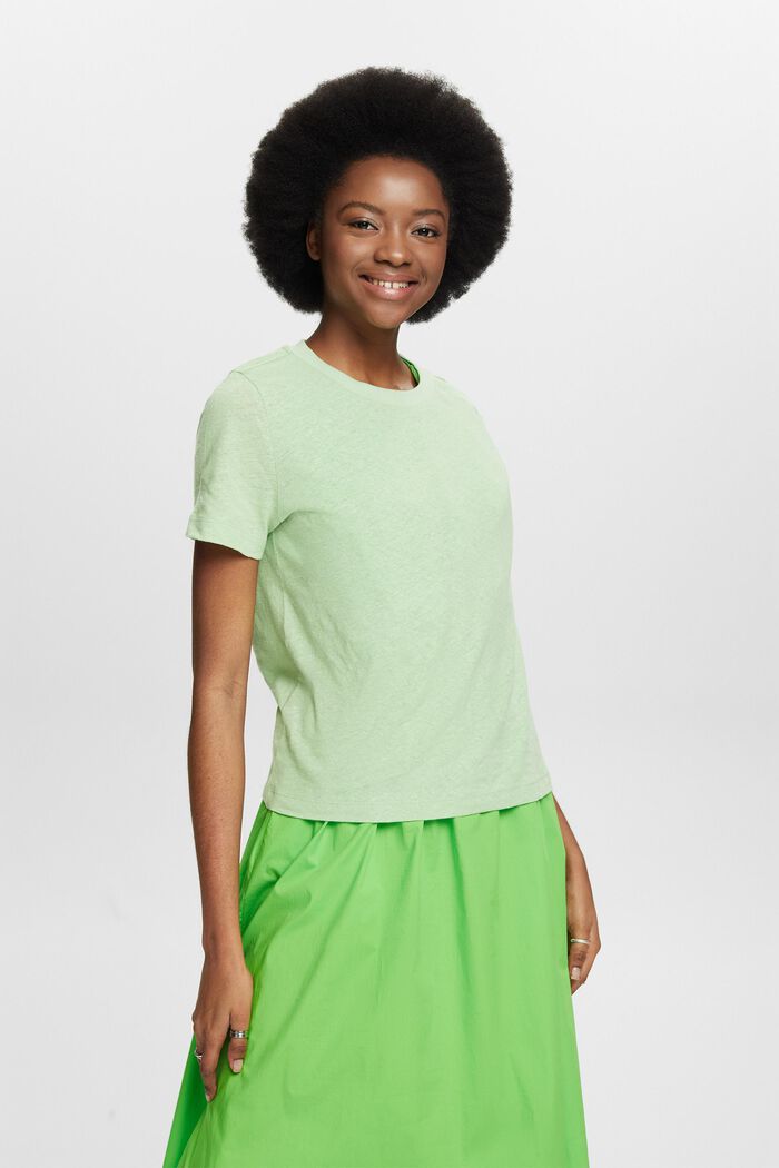 Cotton-Linen T-Shirt, LIGHT GREEN, detail image number 4