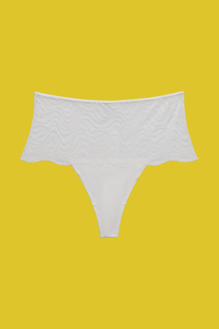 High-waist thong with lace, OFF WHITE, detail image number 5