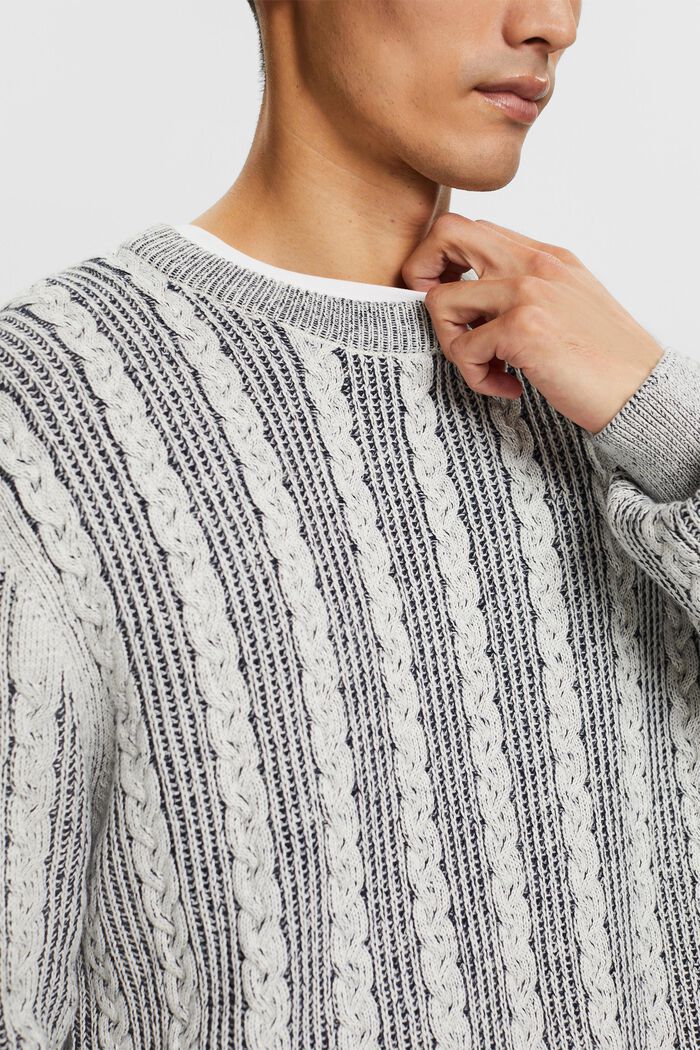 Cable-Knit Crewneck Sweater, NAVY, detail image number 4