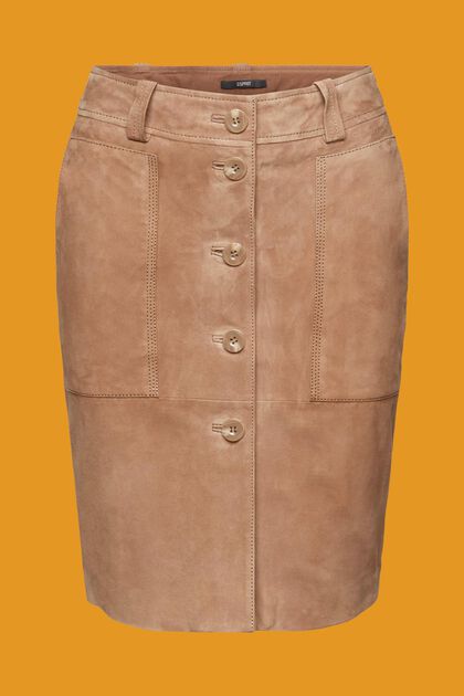 Velours leather skirt with buttons