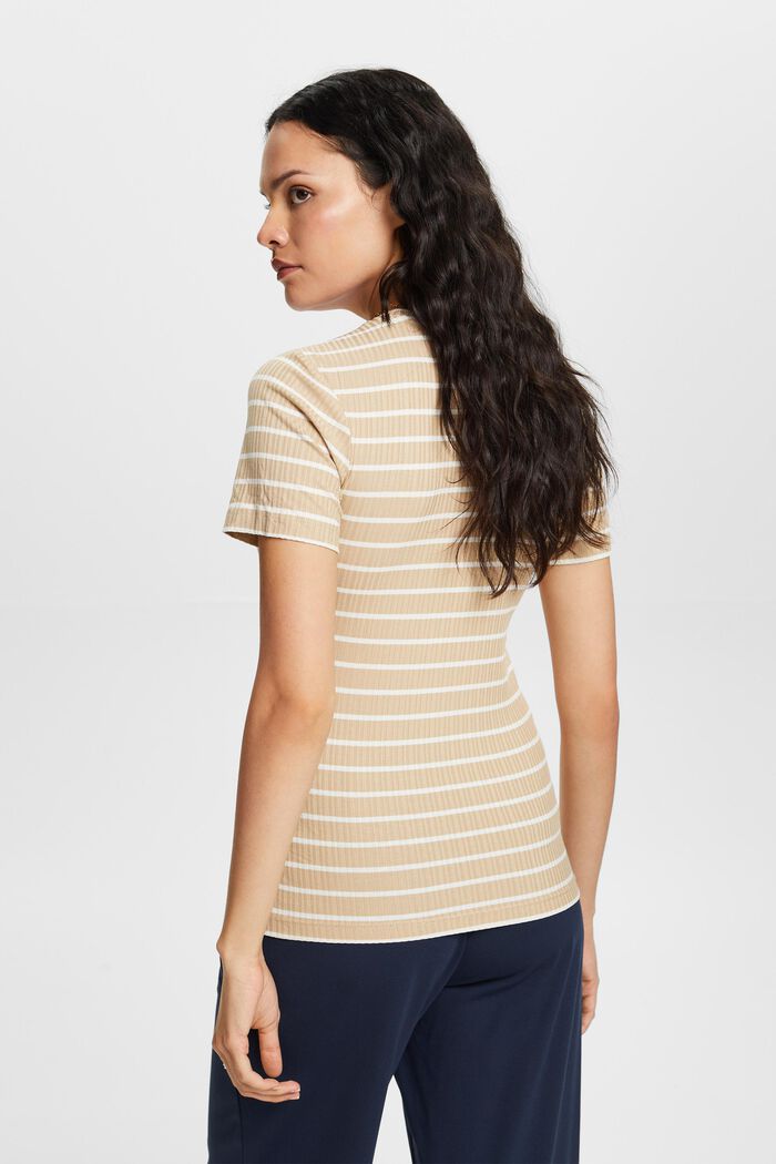 Striped rib knit T-shirt, SAND, detail image number 3