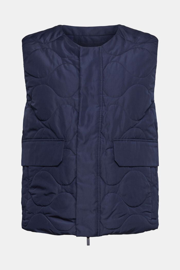 Quilted vest, NAVY, overview