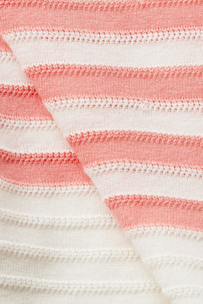 Striped knit hoodie with linen, PINK, detail image number 5