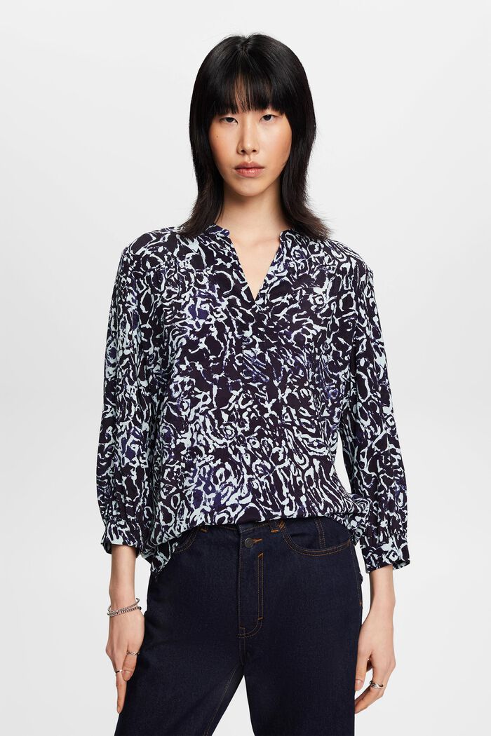 Blouse with all-over print, NAVY, detail image number 4
