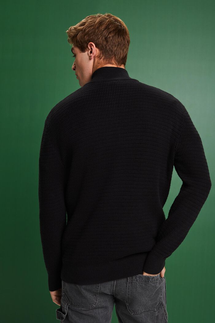 Textured Cotton Knit Troyer, ANTHRACITE, detail image number 2