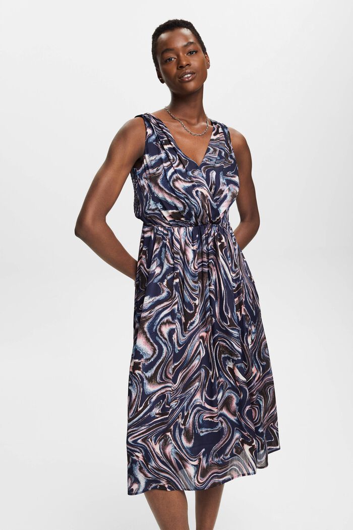 Midi dress with all-over print, NAVY, detail image number 0