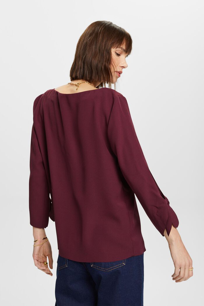 Stretch blouse with open edges, AUBERGINE, detail image number 3