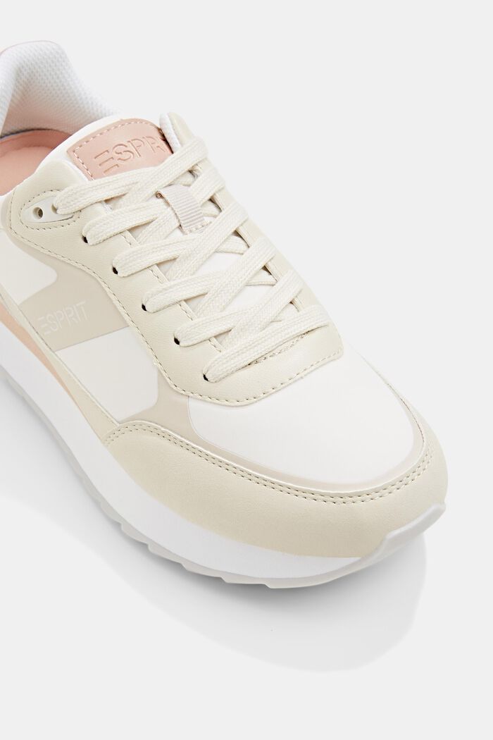Multi-coloured trainers in a material mix design, CREAM BEIGE, detail image number 4