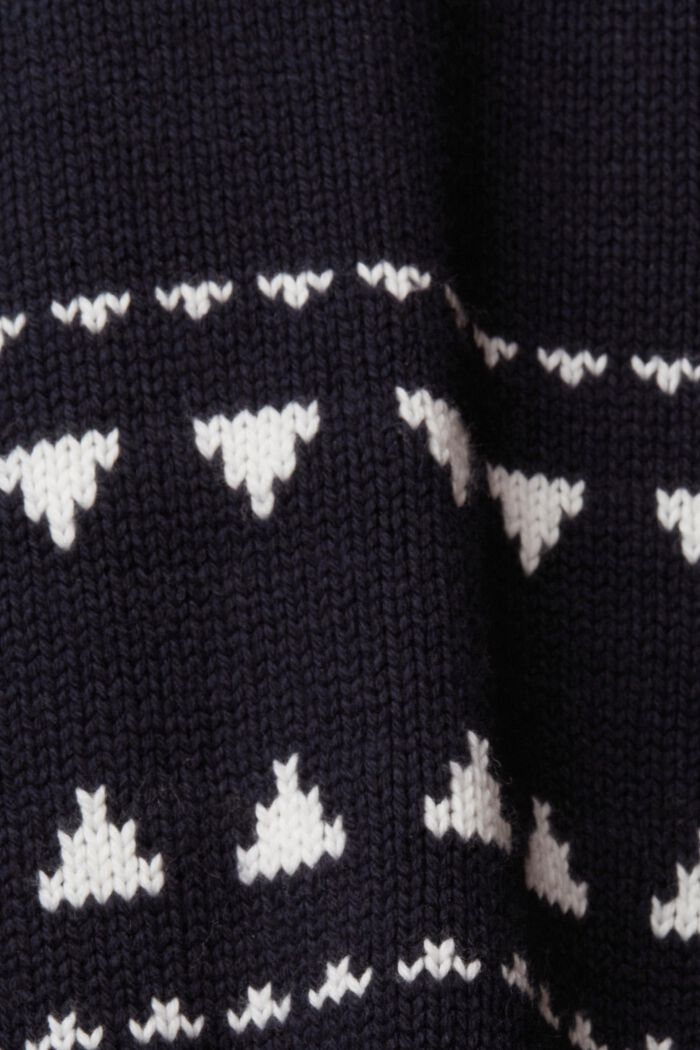 Knitted jacquard zip cardigan, NAVY, detail image number 7