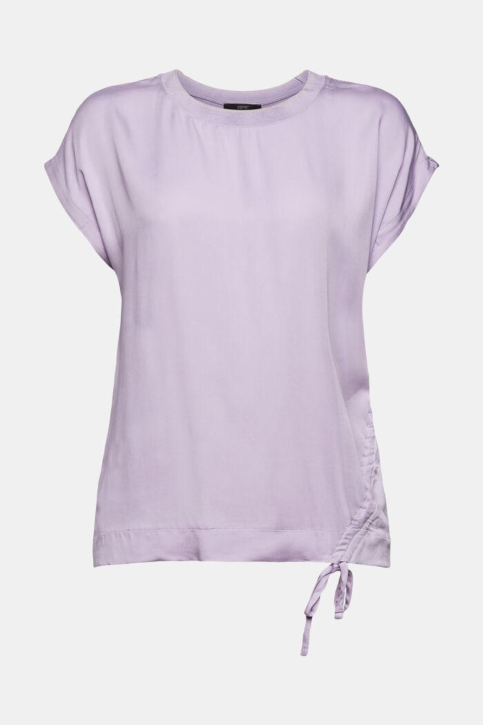 Material mix T-shirt with a side drawstring, LAVENDER, detail image number 2