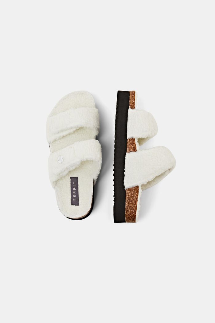 Faux Fur Velcro Slip-Ons, OFF WHITE, detail image number 5
