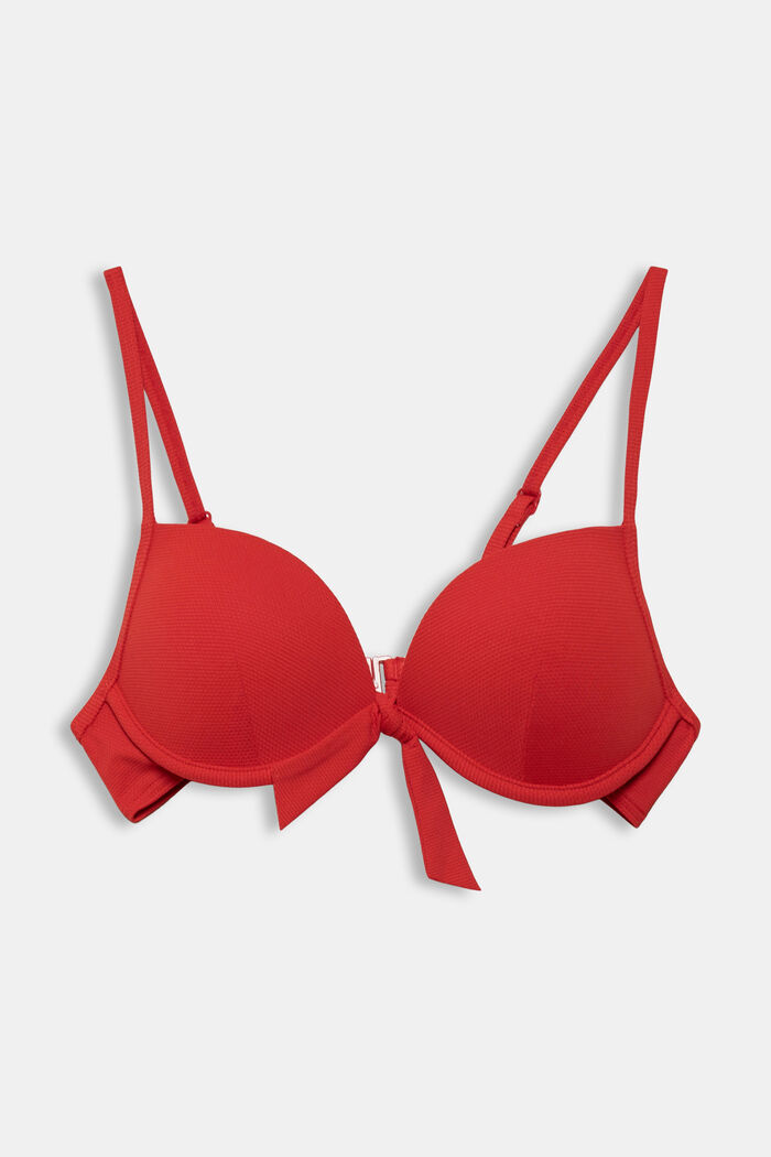 Made of recycled material: underwire bikini with texture, RED, detail image number 1