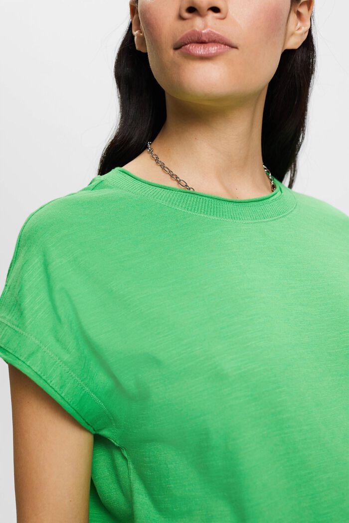 Roll edge t-shirt, GREEN, detail image number 2