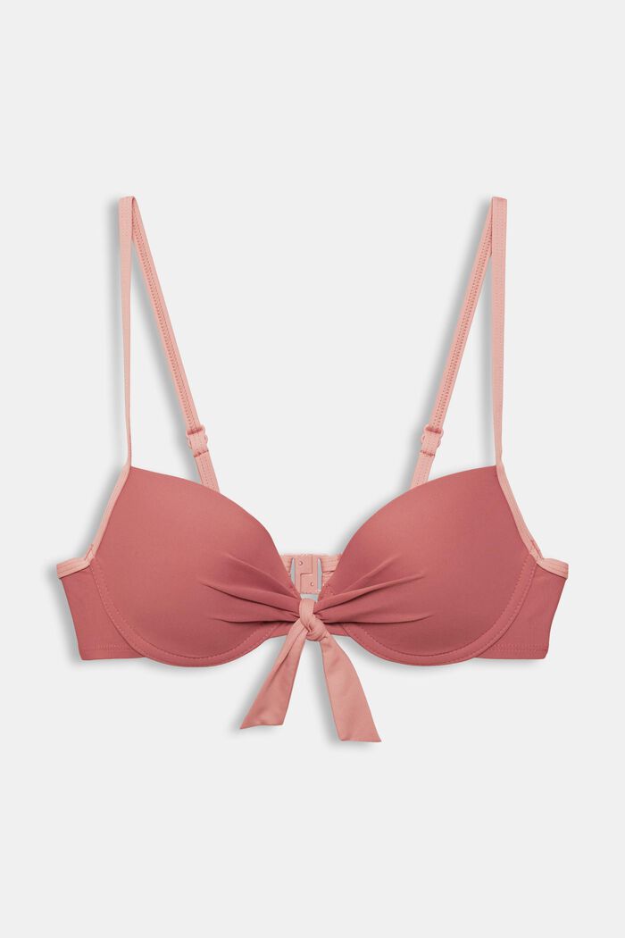 Made of recycled material: knot detail padded underwire top, BLUSH, overview