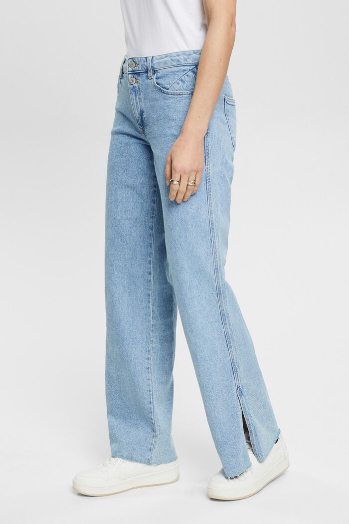 Wide leg jeans in organic cotton, BLUE LIGHT WASHED, detail image number 0