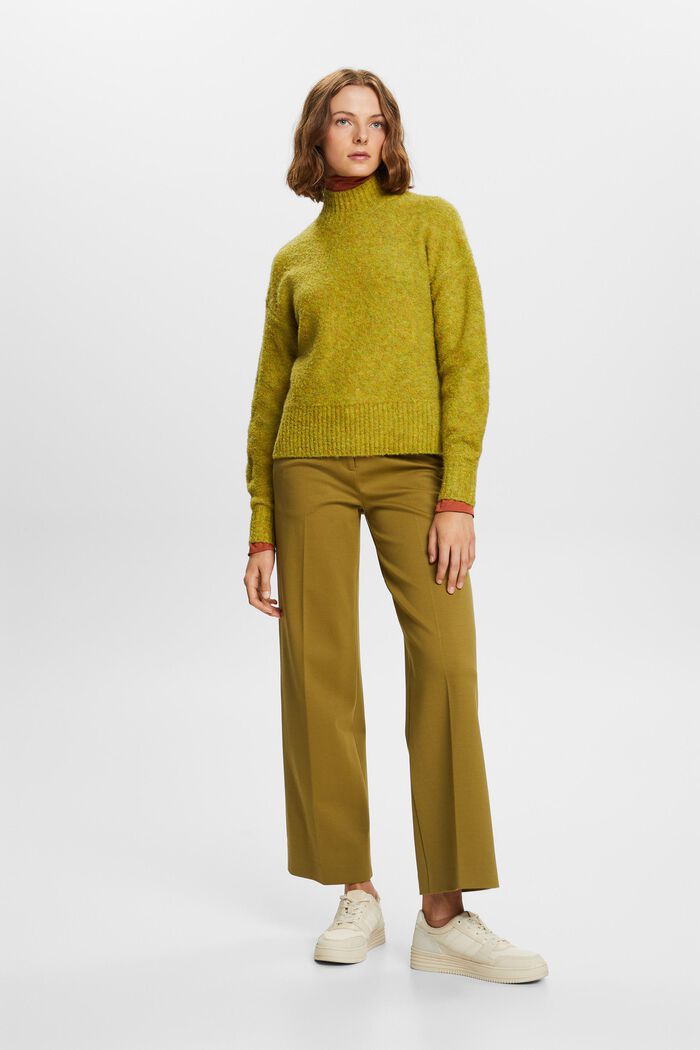 Fuzzy Mock Neck Sweater, PISTACHIO GREEN, detail image number 0