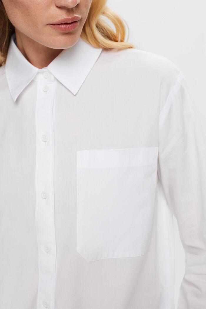 Loose fit shirt blouse, 100% cotton, WHITE, detail image number 2