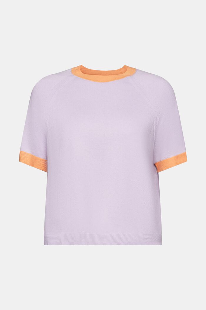 Two-Tone Short-Sleeve Sweater, LAVENDER, detail image number 6