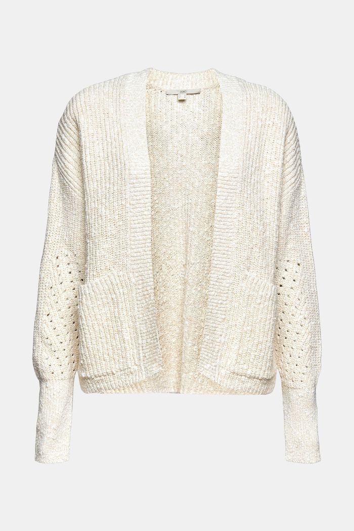 Melange cardigan in a cotton blend, OFF WHITE, overview