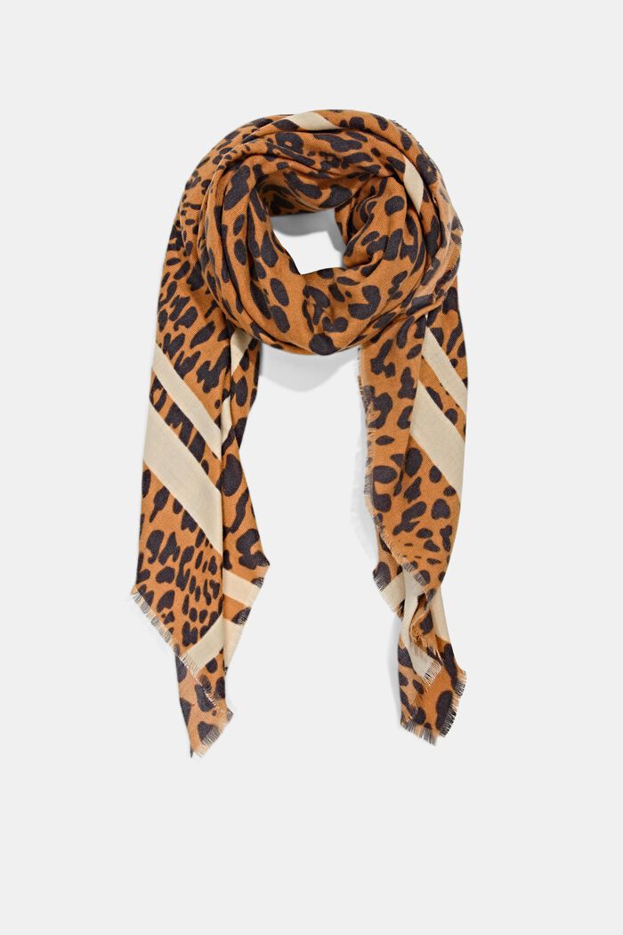 Recycled: leopard pattern scarf, BARK, detail image number 0