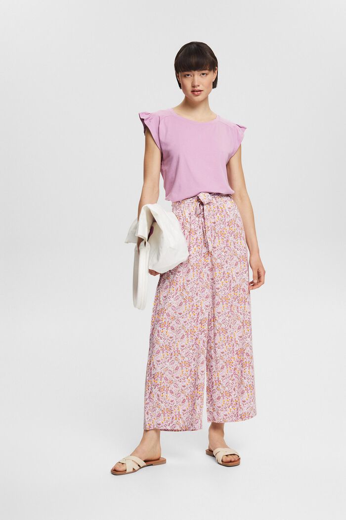 Culottes with a tie-around belt, LENZING™ ECOVERO™, LILAC, overview