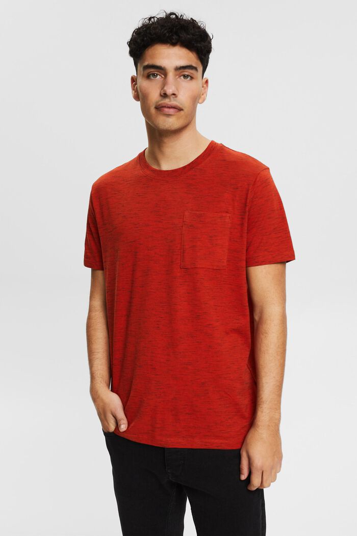 Cotton blend jersey T-shirt, RED ORANGE, detail image number 0